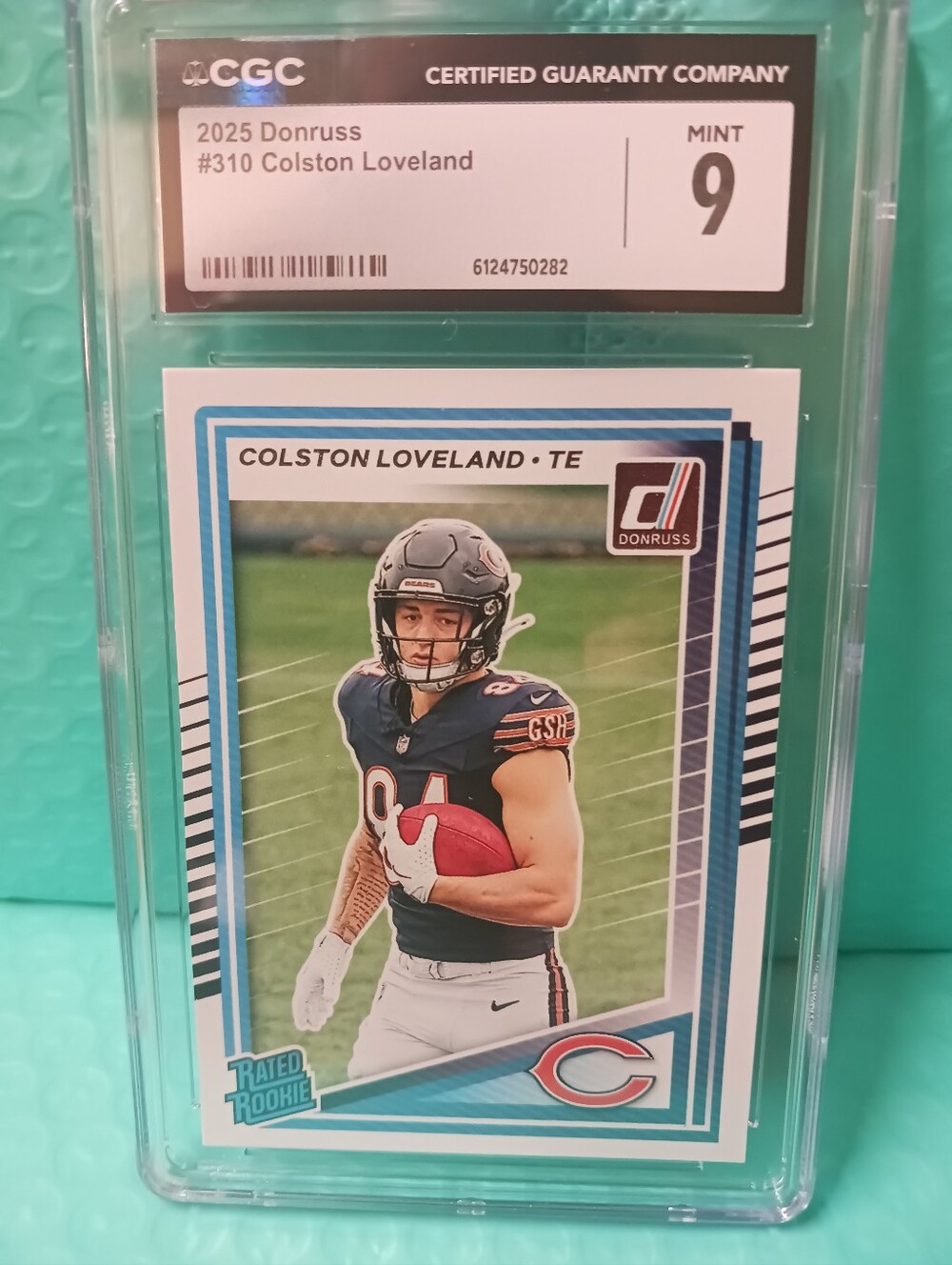 2025 Donruss Colston Loveland Rookie Card - Chicago Blue/White CGC MINT 9